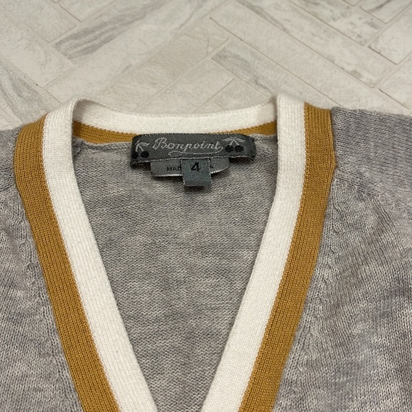 Bonpoint soft long sleeve grey cardigan, size 4 - Picture 2 of 7